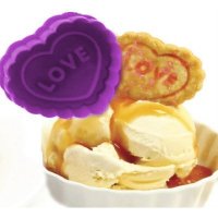 画像1: バネ式クッキースタンプ LOVEメッセージ付きハート(パープル)
