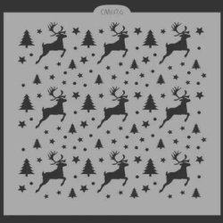 画像1: アメリカ製　ステンシルプレート　　ミニトナカイ＆ツリー＆スター　