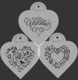 画像1: Mサイズ/ステンシルセット　Valentineデザインハート　３種類
