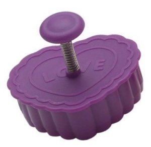 画像2: バネ式クッキースタンプ LOVEメッセージ付きハート(パープル) (2)