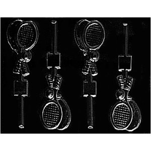画像1: ロリポップチョコレート型　テニスラケット＆ボール　4個取 (1)