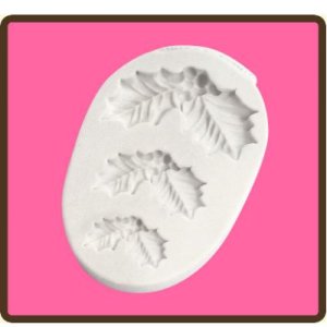 画像2: イギリス製/シュガークラフトシリコン抜き型/西洋ヒイラギの葉(ホリーリーフ)&ベリー トリオ 3種類 (2)