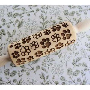 画像2: 木製エンボスローリングピン（ミニ）肉球 (2)