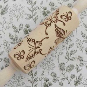 画像2: 木製エンボスローリングピン（ミニ）蝶 (2)