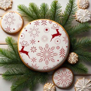 画像1: アメリカ製　ステンシルプレート　トナカイ＆雪の結晶／Abstract Christmas Background (1)