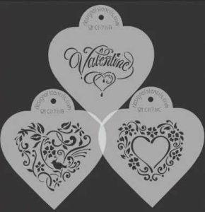 画像1: Mサイズ/ステンシルセット　Valentineデザインハート　３種類 (1)