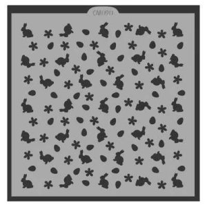 画像1: アメリカ製　ステンシルプレート　ミニウサギ＆フラワー＆エッグ (1)